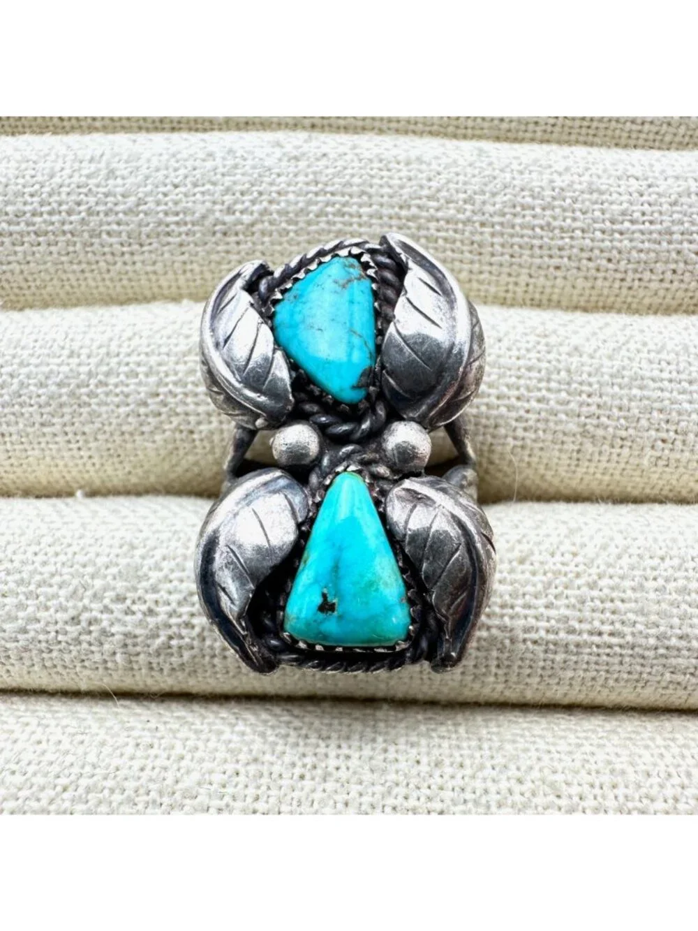 Vintage Native American Hallmarked RA Turquoise Sterling Silver Ring Size 9.5